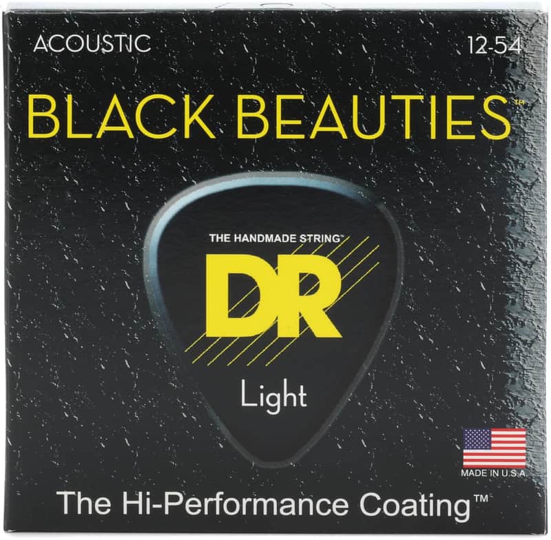 DR Strings BLACK BEAUTIES™ - BLACK Colored Acoustic Guitar Strings: Light 12-54 image 1