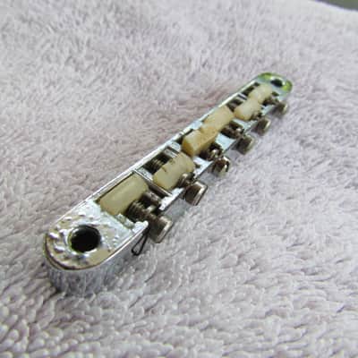 Vintage Gibson Tune-o-matic Bridge Chrom Plated Plastic Saddles Retainer Wire Gibson TOM Bridge image 2