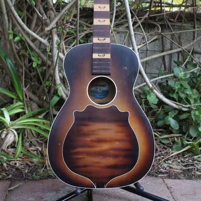Vintage 1939 Supertone Harmony Art Deco Sunburst Panel Parlor Guitar USA Body & Neck Project image 3