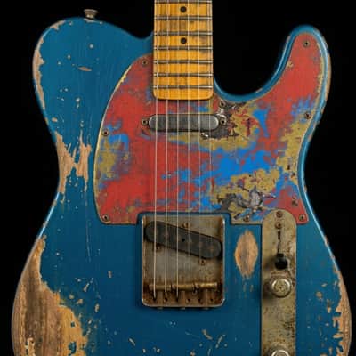 TELECASTER 8 holes pickguard - Steel rust ultra relic blue red color image 2