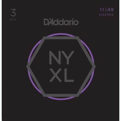 D'Addario NYXL1149-3P 11-49 Carbon Steel Alloy - 3-Pack - Electric Guitar Strings image 1