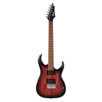 Cort X100 Bolt-On Electric Guitar - Open Pore Black Cherry Burst image 2
