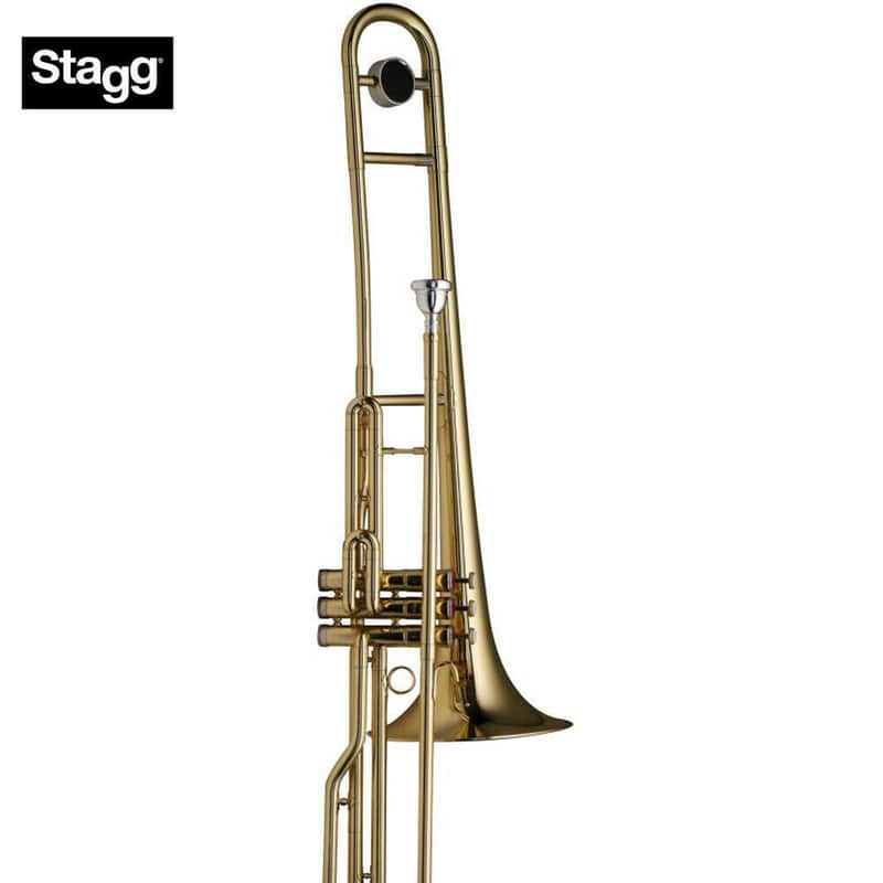 Stagg WS-TB285 Brass Body 3 Pistons Key of Bb Tenor Valve Trombone w/ABS Case & Mouthpiece 12C Silver Plated image 1