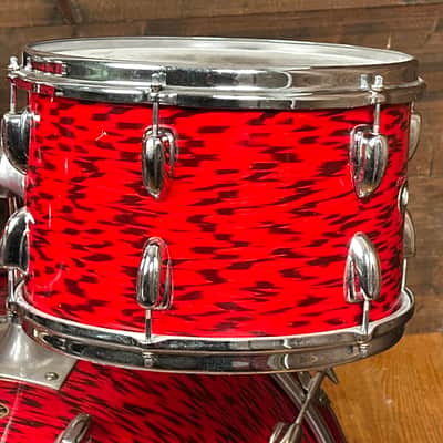 1960s Slingerland 4pc Drum Set Red Tiger Pearl 22/12/13/16 image 4