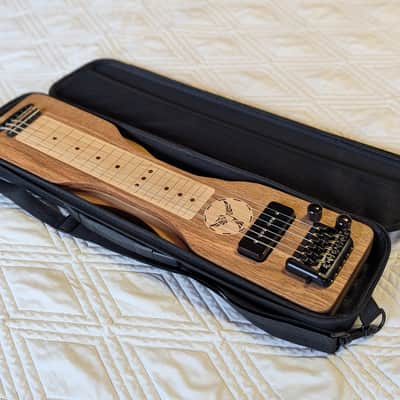 Mini Travel Headless Lap Steel Guitar – Red Oak & Maple, P90 Pickup, Gig Bag image 6