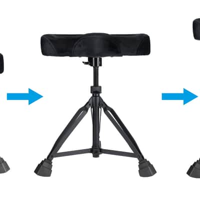 Rockville RDS51 All Black Double Braced Drum Throne 4" Padding, Lockable Height image 3