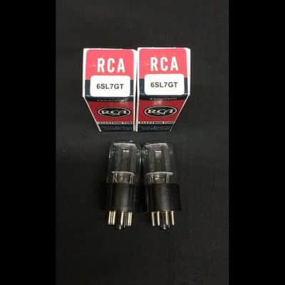 MATCHED PAIR RCA 6SL7GT (Moto label) Vintage Audio VACUUM TUBES Tested K.9697 image 2