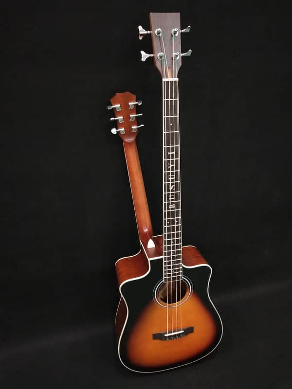 Busuyi Guitar 4 String Bass 6 String Lead Acoustic, Travel Acoustic Guitar with  Hard Case image 1