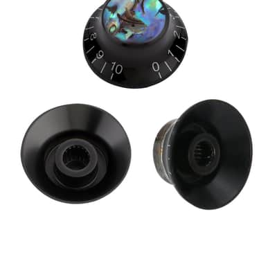 Guitar Knobs Abalone Top Speed Control Knob 6mm Shaft Pots Volumn Tone Knobs Compatiable with Strat Stratocaster Electric Guitar Set of 3Pcs Black with Abalone Top. image 3