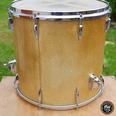 Sonor Teardrop Floortom Floor tom 18" x 16" 3-ply Gold Sparkle Vintage ULTRA RARE image 11