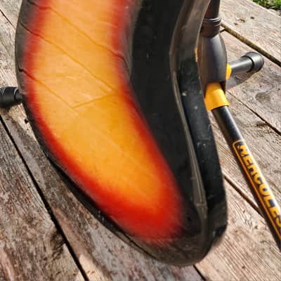 Univox Hi Flyer Bass Tobacco Burst w Speed Bump Pups 1960s Japan image 7