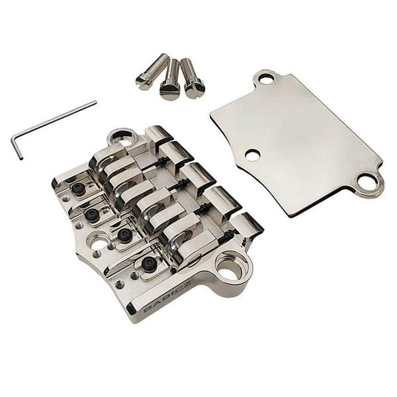 Babicz Full Contact Hardware ORIGINAL SERIES FCH 3PT BASS BRIDGE, 4 String W/SHIM, nickel image 1