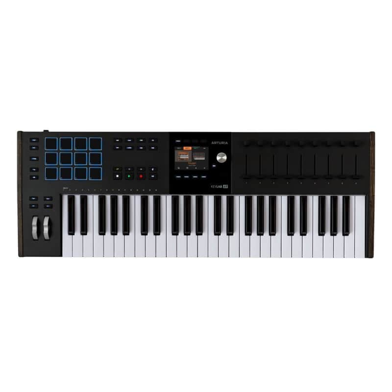 Arturia KeyLab Mk3 49 Keyboard MIDI Controller with DAW Integration, Enhanced Keybed, Visual Interface, 360-Degree Touch-Sensitive Potentiometers, Faders, Robust Wood and Aluminum Casing (Black) image 1