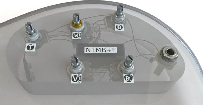Bartolini HR-5.2AP/918 Pre-Wired Bass Preamp Harness, 3-Band EQ/5 Pots image 1