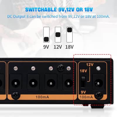 JOYO Built-in 4400mAh Rechargeable Battery Guitar Effect Pedal Power Supply 8 Outputs 9V 12V 18V (100mA, 500mA) Jacks & 5V/1A USB Port (JP-05) (Price includes the import duty to US buyer) image 6
