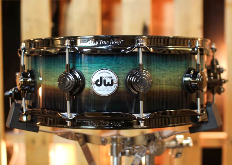 DW 5x14 Collector's SonicPly Regal Blue Burst over Horizontal Padauk Snare Drum - SO#1436557 image 1