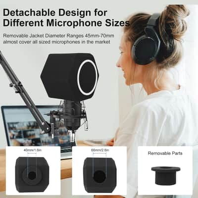 Microphone Isolation Ball – High-Density Foam Vocal Shield with 2-Layer Pop Filter for Recording & Podcasting image 4