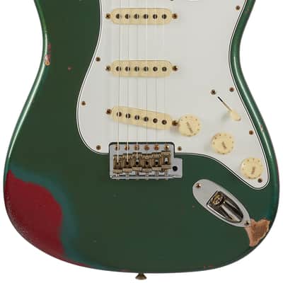 Fender Custom Shop Fat 64 Stratocaster Relic Aged Sherwood Green Metallic over Red Sparkle image 3