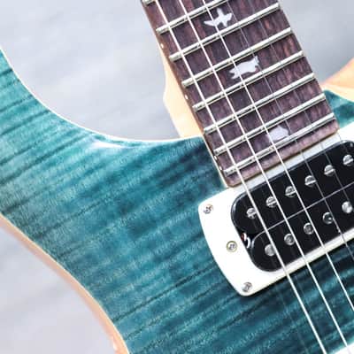 PRS SE Custom 24 Flame Maple Veneer Top Slate Blue Electric Guitar w/Bag image 5