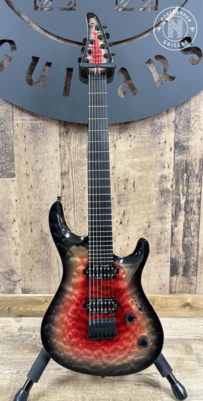 Mayones Regius Core 7 Quilt Maple 2018 Trans Galaxy Eye Red Gloss image 1