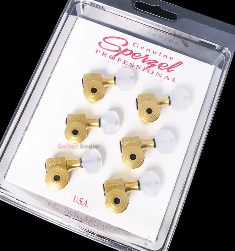 Sperzel 6-In-Line Trimlok Locking Tuners Tuning Pegs - GOLD PLTD w