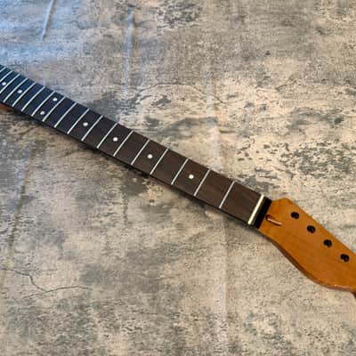 BMC Guitar Neck Tele® Telecaster® 22 Fret Roasted Flame Maple With Rosewood Fingerboard Rounded Fret Ends - 9.5 Radius 22 Fret. (TN105) image 1