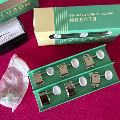 Kluson 6 in line plastic "BUTTERBEAN" Button TUNERS Nickel image 4