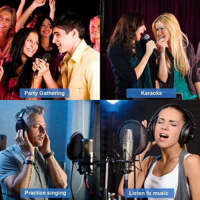 Rybozen Karaoke Wireless Microphone, UHF Dual Portable Wireless Microphone Systems for Karaoke, TV, PC, Party, DJ, Speaker, Meeting, Church, Wedding, Supports HDMI AUX Input/Out image 5