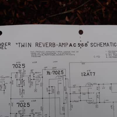 Fender Twin Reverb AC568 1968 Schematic Double Sided Original! image 5