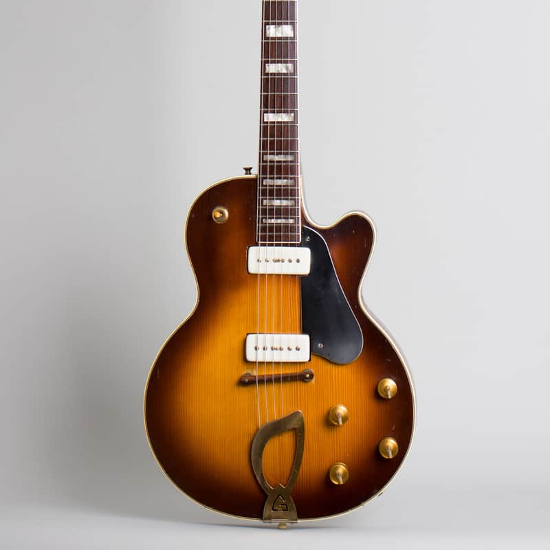 Guild Aristocrat M-75 Thinline Hollow Body Electric Guitar (1956), ser. #3390, original brown hard shell case.