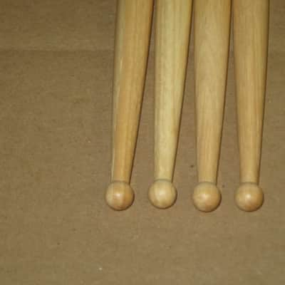 TWO new pairs (no packaging) near A+ Musician's Gear Hickory Drumsticks similar in size & head to Promark Finesse 718: small round tip, Length: 16 1/4" / 412.8mm, Diameter: .551" / 14mm, satin finish (plain, meaning NO graphics / NO paper sleeve) image 25
