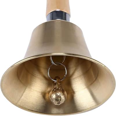 Extra Loud Solid Brass Hand Call Bell with Wooden Handle image 1