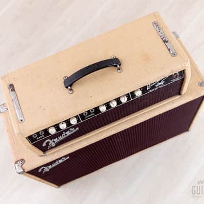 1962 Fender Bassman 6G6-A Tuxedo Brown Panel Blonde Vintage Piggyback Tube Amp w/ Oxford 12M6 image 3