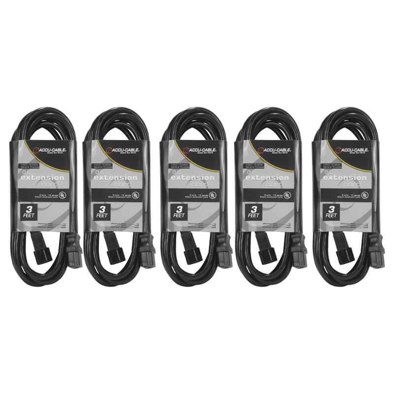 (5) ADJ ECCOM-3 Black 3FT IEC-Male-to-IEC-Female Power Link Cables image 1