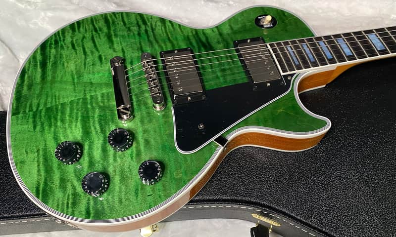 NEW! Gibson Dealer Select Custom Shop Les Paul Custom AAA Figured Flame Top - Transparent Green / Natural Back - Authorized Dealer - WOW! Only 8.7 lbs - G07689 image 1