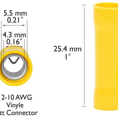 Absolute 100 12-10 Gauge AWG YELLOW insulated crimp terminals Crimping connector image 5