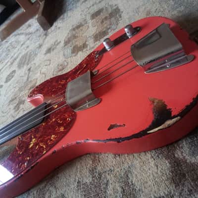 Fender Precision Bass 2001 - Fiesta Red over Sunburst image 6