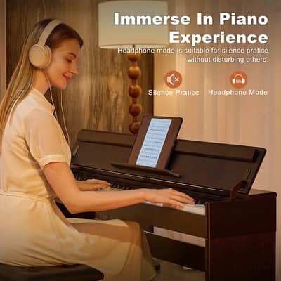 88-Key Fully Weighted Digital Piano w/ Hammer Action Bluetooth MIDI & 3 Pedals image 7