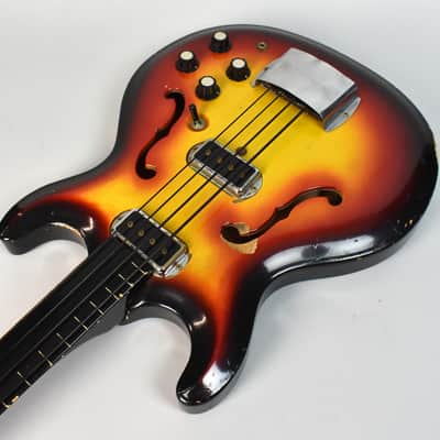 1960's Hohner Bartell Original Vintage Semi-Hollow Fretless Electric Bass Guitar image 7