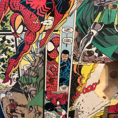Custom Telecaster Tele Body w/Hand applied Spiderman/Dr. Doom Comic book panels image 8