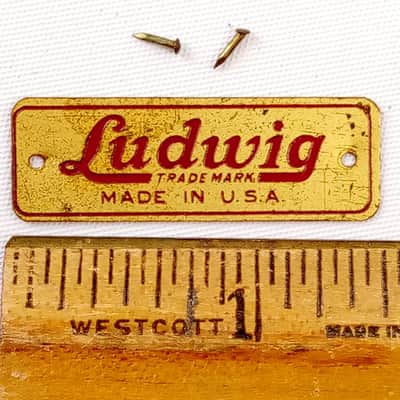 Ludwig 30s Trademark Made In USA Rectangle Badge Brass/Red Junior Snare Drum USA image 1