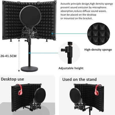 Professional Studio Recording Microphone Isolation Shield High Density Absorbent Foam image 3