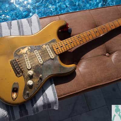 1981 Fender Gold on Gold Dan Smith Strat - Ultimate Road Worn Greenie MOJO Master - Pro Set Up w Perfect Frets/Action/Intonation! image 1