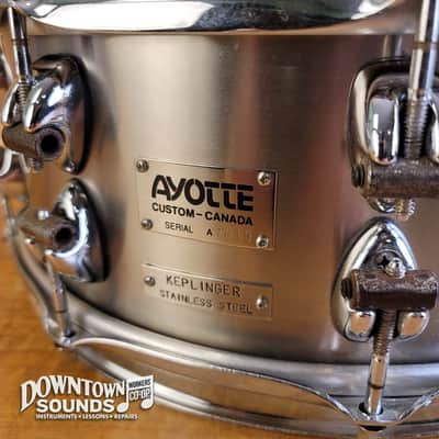 1998 Ayotte x Keplinger 5.5" x 14" Stainless Steel Snare - Pearl Super Hoops, OG Wood Hoops + Lug Fittings image 2