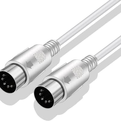 MIDI Cable 5 Pin DIN Male to DIN Male Connector Cable Plug Wire Cord (White,5ft) image 2