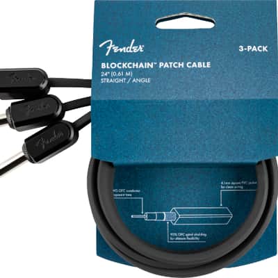 Fender Blockchain 24" Pedal Patch Cables, 3-pack, Straight/Angle image 5
