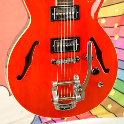 Used 2001 Hamer Newport Electric - Orange Sparkle Guitar, Hard Case image 3
