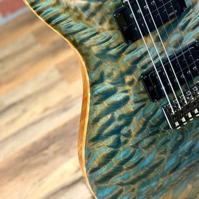 PRS Custom 24 Quilted Artist Top Electric Guitar - Faded Indigo (with Natural Back) image 4