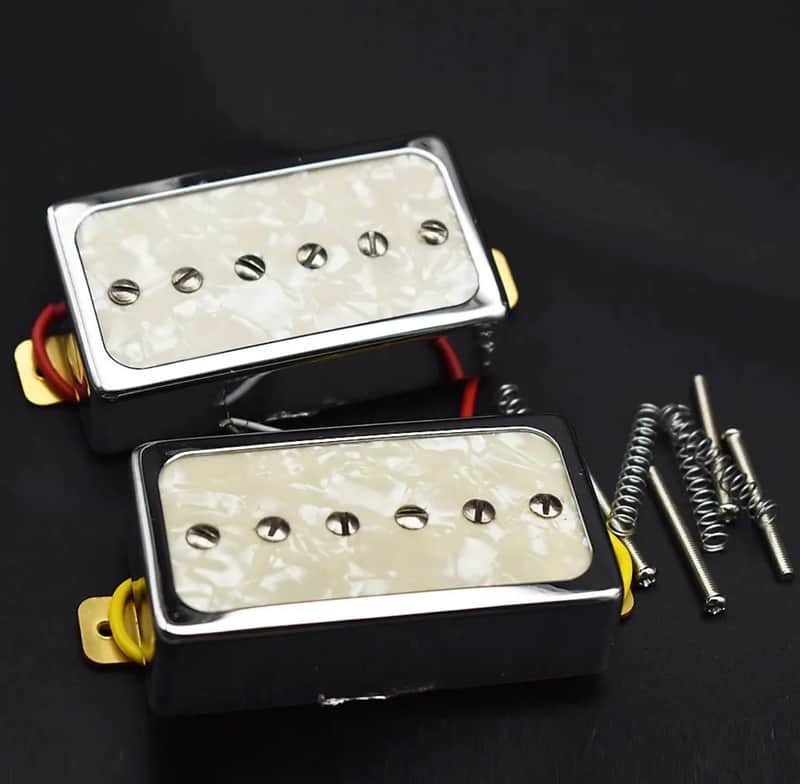 White Pearl Neck and Bridge Guitar P90s Humbucker Pickups Set image 1