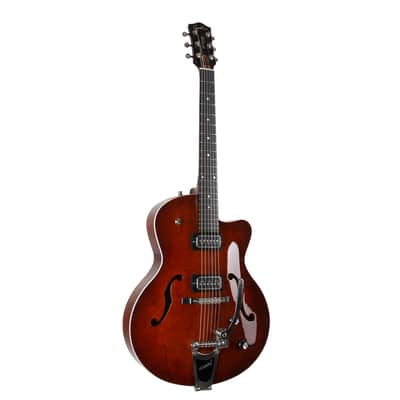 Godin 5th Ave Uptown T-Armond Havana Burst Hollow Body Electric Guitar image 2